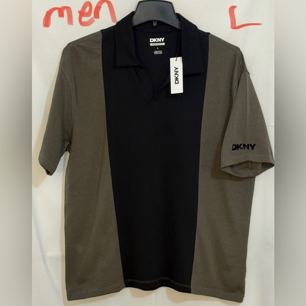 DKNY Men's Polo Shirt in Black and Brown